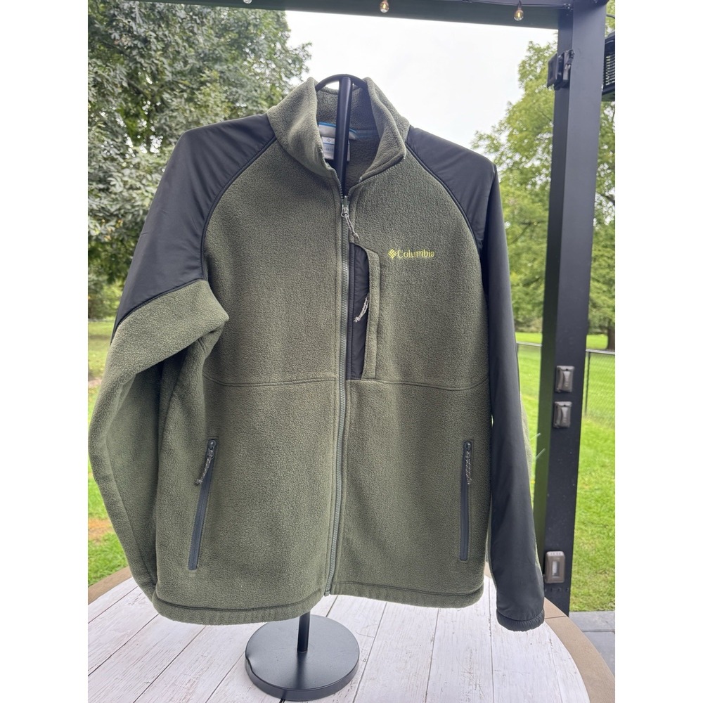 Columbia Interchange Men's Fleece Jacket Size Large Green Black Full Zip